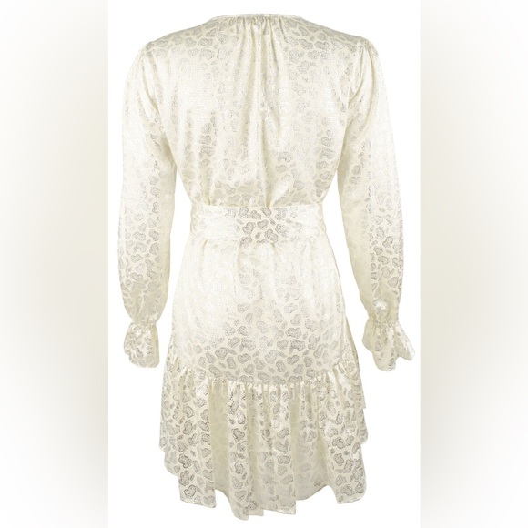 Michael Kors Foil Paisley Print V-Neck Tie Tiered Dress - Picture 4 of 7